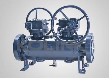 API 6D DBB Βαλβίδα μπάλας διπλό μπλοκ & αιμορραγία Flanged Trunnion Mounted